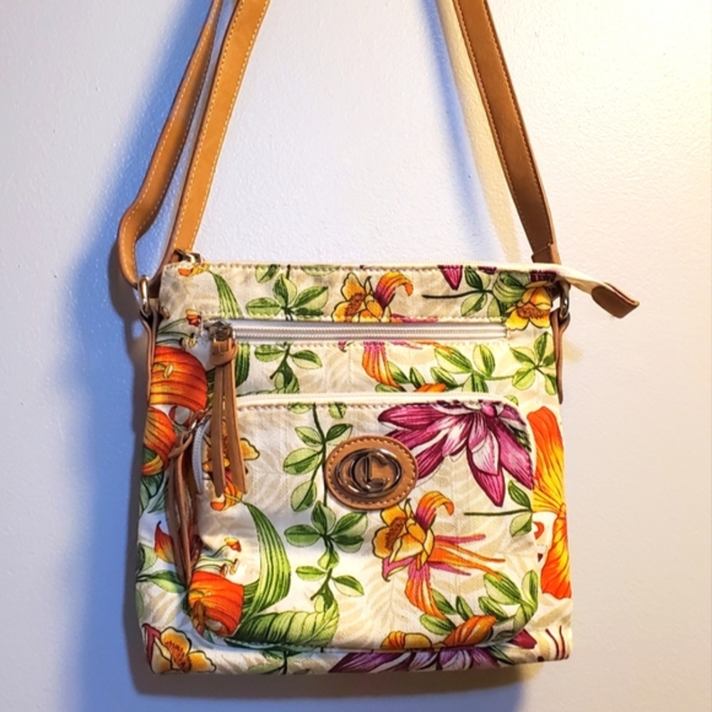 CL America Floral Fabric Crossbody Bag